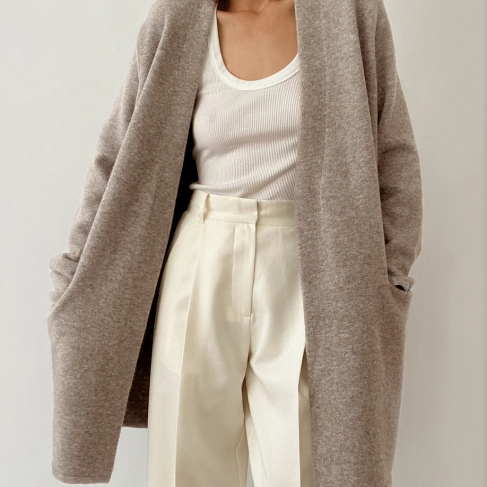 Jenni Kayne Tan Cardigan Sweater Relaxed Fit